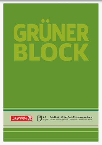 Produktbild: Brunnen Briefblock A5 60g Gr&uuml;n liniert