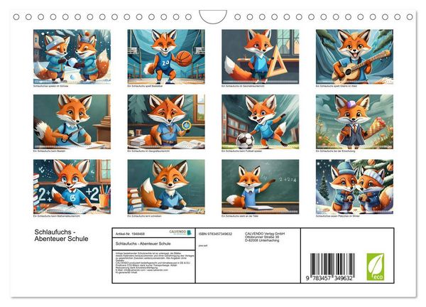 Produktbild: Schlaufuchs - Abenteuer Schule (Wandkalender 2026 DIN A4 quer), CALVENDO Monatskalender