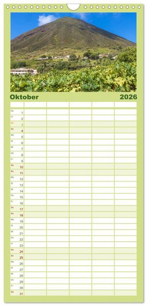 Produktbild: Familienplaner 2026 - Liparische Inseln - Vulkane im Tyrrhenischen Meer mit 5 Spalten (Wandkalender, 21 x 45 cm) CALVENDO