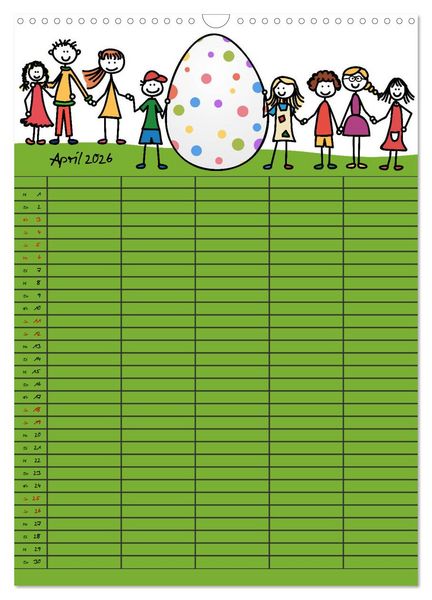 Produktbild: Fr&ouml;hlicher Familienplaner (Wandkalender 2026 DIN A3 hoch), CALVENDO Monatskalender