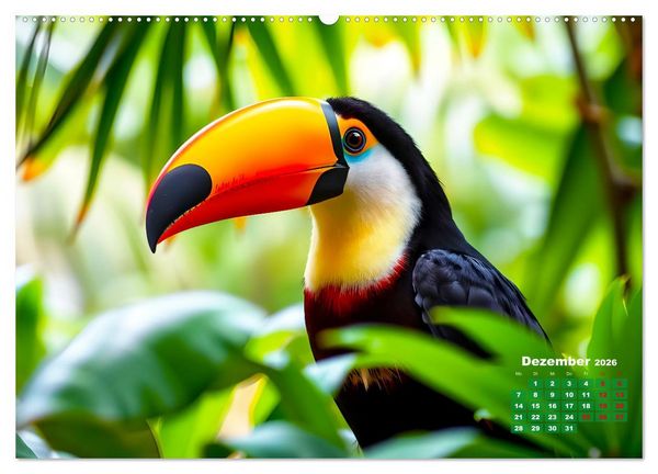 Produktbild: Leuchtend farbenfrohe V&ouml;gel (hochwertiger Premium Wandkalender 2026 DIN A2 quer), Kunstdruck in Hochglanz