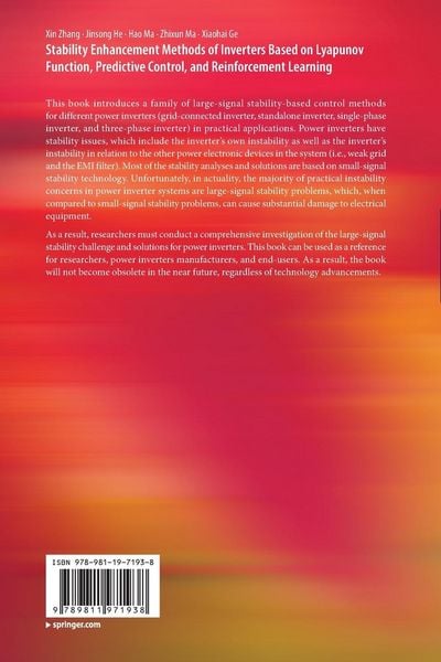 Produktbild: Stability Enhancement Methods of Inverters Based on Lyapunov Function, Predictive Control, and Reinforcement Learning