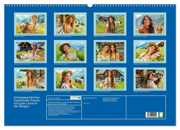 Produktbild: Almwiesenm&auml;rchen. Zauberhafte Frauen und gute Laune in den Bergen (Wandkalender 2026 DIN A2 quer), CALVENDO Monatskalender