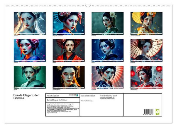 Produktbild: Dunkle Eleganz der Geishas (Wandkalender 2027 DIN A2 quer), CALVENDO Monatskalender