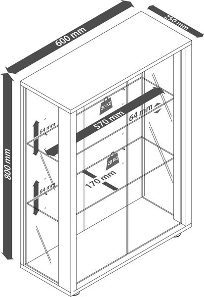 Produktbild: Holz Glas Stand Vitrine Sammelvitrine Sintalo