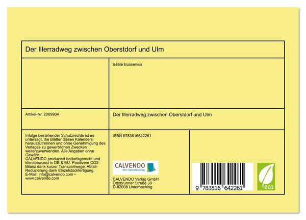 Produktbild: Der Illerradweg zwischen Oberstdorf und Ulm (Tischkalender 2026 DIN A5 quer), CALVENDO Monatskalender
