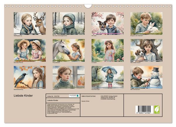 Produktbild: Liebste Kinder (Wandkalender 2026 DIN A3 quer), CALVENDO Monatskalender