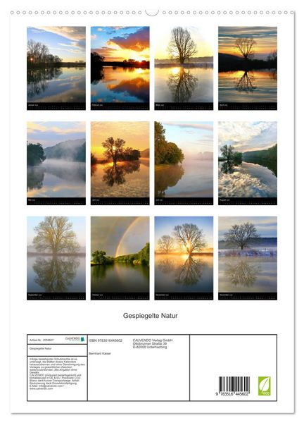 Produktbild: Gespiegelte Natur (hochwertiger Premium Wandkalender 2026 DIN A2 hoch), Kunstdruck in Hochglanz