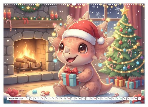 Produktbild: Dino-Babys Jahresreise (hochwertiger Premium Wandkalender 2027 DIN A2 quer), Kunstdruck in Hochglanz
