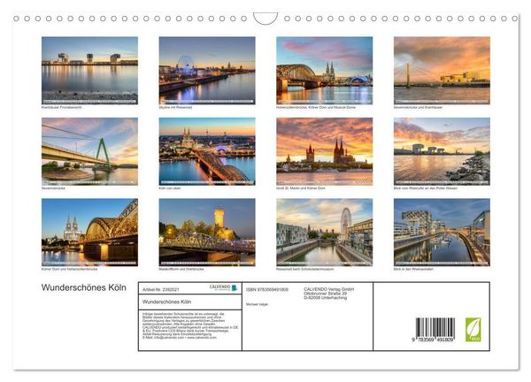 Produktbild: Wundersch&ouml;nes K&ouml;ln (Wandkalender 2027 DIN A3 quer), CALVENDO Monatskalender