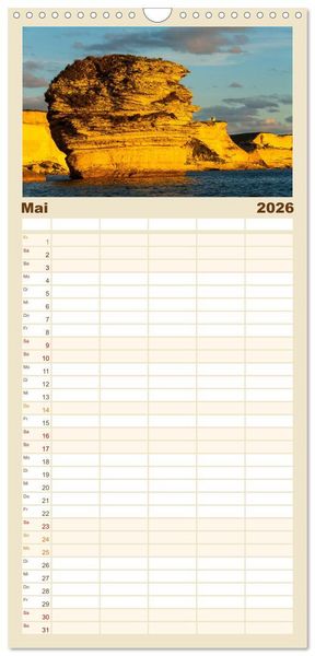 Produktbild: Familienplaner 2026 - Bonifacio. Korsika mit 5 Spalten (Wandkalender, 21 x 45 cm) CALVENDO
