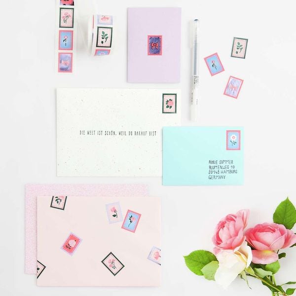 Produktbild: Mini Sticker La vie en Rose, Briefmarken MIX, 120 Stk