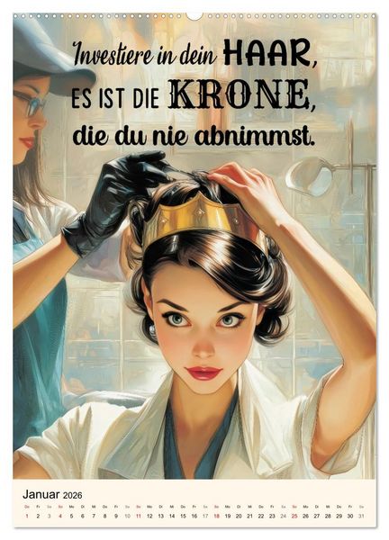 Produktbild: Friseurspr&uuml;che, Spa&szlig; rund um Frisuren, Kamm und Schere (hochwertiger Premium Wandkalender 2026 DIN A2 hoch), Kunstdruck in Hochglanz