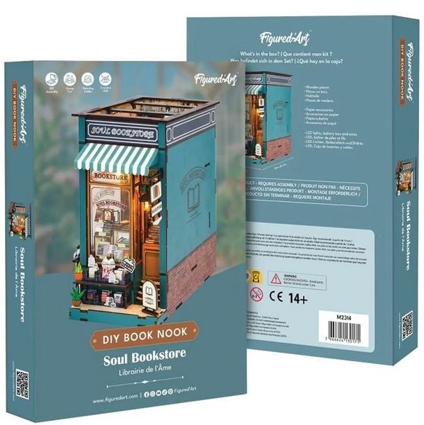 Produktbild: FiguredArt M2314 - DIY Book Nook, Soul Bookstore, B&uuml;cherei der Seele, Puzzle, 62 Teile, Miniatur-Diorama