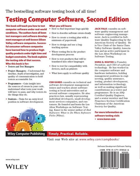 Produktbild: Testing Computer Software - The Best Selling Testing Book of All Time 2e