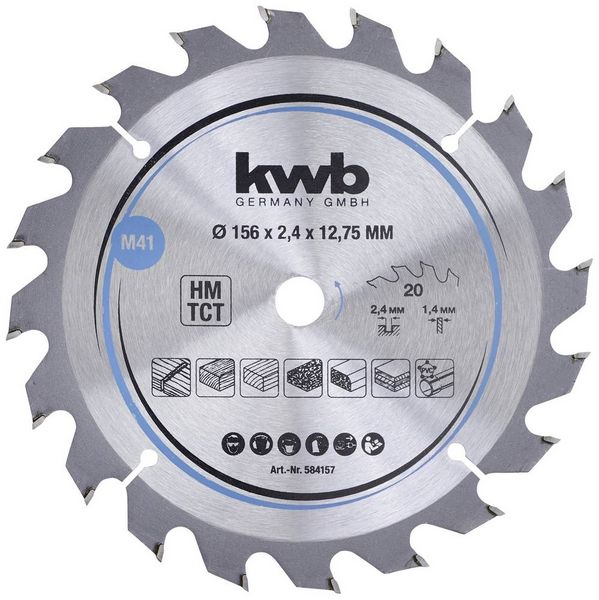 Produktbild: Kwb 584157 Hartmetall Kreiss&auml;geblatt 156 x 12.75mm 1St.