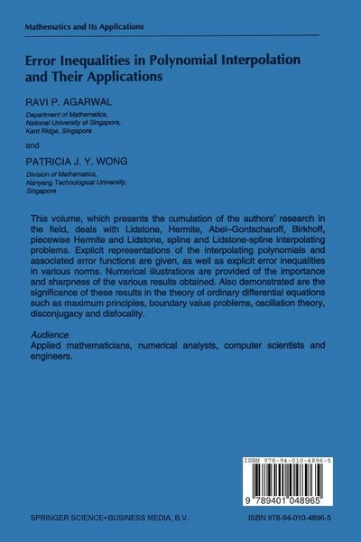 Produktbild: Error Inequalities in Polynomial Interpolation and Their Applications