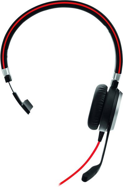 Jabra Evolve 40 MS Mono Telefon On Ear Headset kabelgebunden Stereo Schwarz, Rot Noise Cancelling Mikrofon-Stummschaltun
