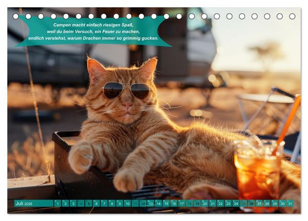 Produktbild: Der tierisch lustige Camping-Kalender (Tischkalender 2026 DIN A5 quer), CALVENDO Monatskalender