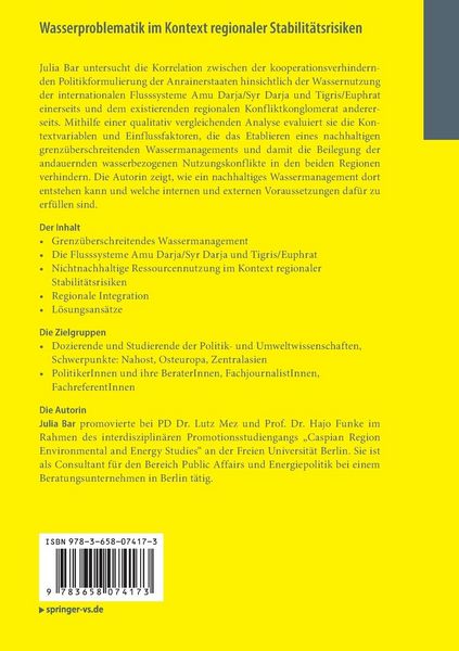 Produktbild: Wasserproblematik im Kontext regionaler Stabilit&auml;tsrisiken