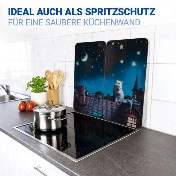 Produktbild: Herdabdeckplatte Universal Mod. Moon Cat, 2er Set, f&uuml;r alle Herdarten geeignet