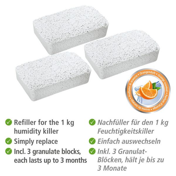 Produktbild: Nachf&uuml;llpack f&uuml;r Luftentfeuchter Orange, 3 x 1 kg, f&uuml;r Raumentfeuchter