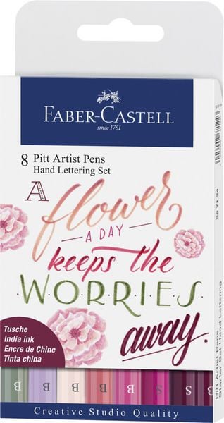 Produktbild: Faber-Castell Tuschestifte Pitt Artist Pens Hand Lettering, Pinkt&ouml;ne, 8er Etui