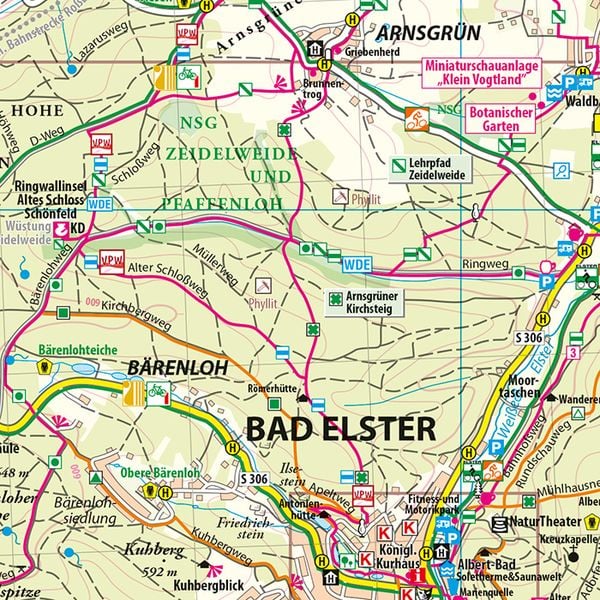 Produktbild: S&uuml;dliches Vogtland - B&auml;derregion Bad Elster - Bad Brambach - Frantiskovy Lazne - Cheb 1 : 33 000