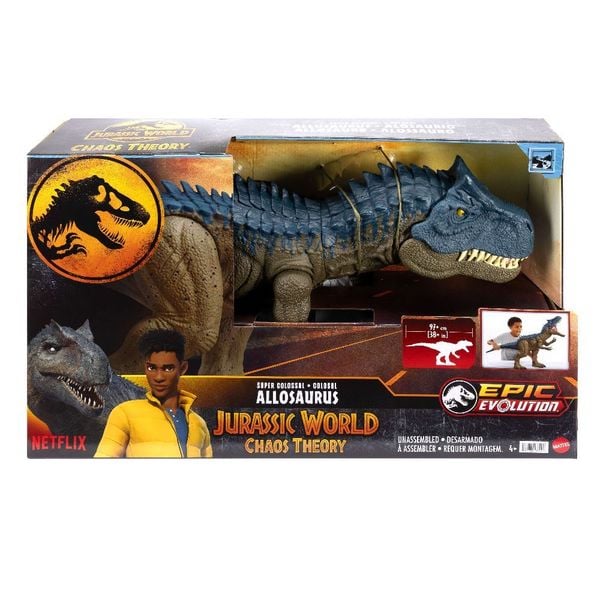 Jurassic World Riesendino Allosaurus Dinosaurier Actionfigur Spielzeug 96 cm lang, verschlingt Minis