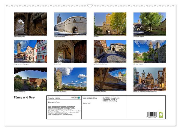 Produktbild: T&uuml;rme und Tore (Wandkalender 2026 DIN A2 quer), CALVENDO Monatskalender