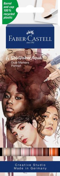 Produktbild: Faber-Castell Tuschestift Dual Marker Goldfaber Aqua, Portrait, 6er Set