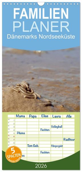 Produktbild: Familienplaner 2026 - D&auml;nemarks Nordseek&uuml;ste mit 5 Spalten (Wandkalender, 21 x 45 cm) CALVENDO
