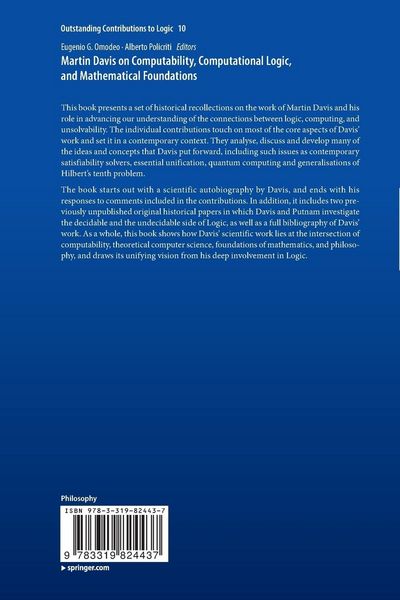 Produktbild: Martin Davis on Computability, Computational Logic, and Mathematical Foundations