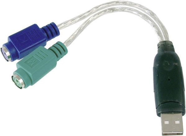 Digitus USB / PS/2 Tastatur/Maus Anschlusskabel [1x USB 2.0 Stecker A - 2x PS/2-Buchse] 10.00 cm 10.00 cm Transparent