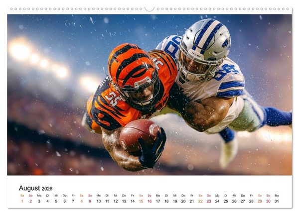 Produktbild: American Football - Touchdown durchs Jahr (hochwertiger Premium Wandkalender 2026 DIN A2 quer), Kunstdruck in Hochglanz