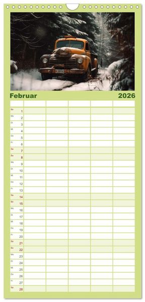 Produktbild: Familienplaner 2026 - Alte Maschinen - verlassene Lieblinge mit 5 Spalten (Wandkalender, 21 x 45 cm) CALVENDO