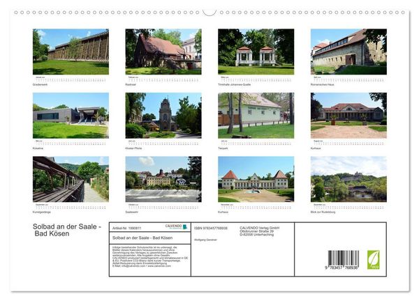 Produktbild: Solbad an der Saale - Bad K&ouml;sen (hochwertiger Premium Wandkalender 2026 DIN A2 quer), Kunstdruck in Hochglanz