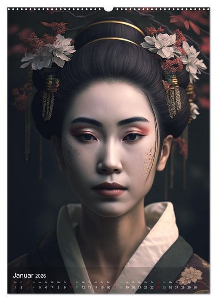 Produktbild: Wundersch&ouml;ne Portraits Japanischer Geishas (Wandkalender 2026 DIN A2 hoch), CALVENDO Monatskalender
