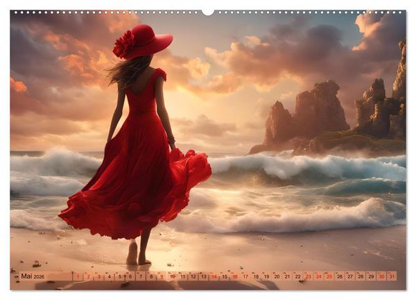 Produktbild: Strandzauber- Frauen in eleganten Kleidern (Wandkalender 2026 DIN A2 quer), CALVENDO Monatskalender