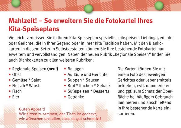 Produktbild: Mahlzeit! Erg&auml;nzungsset zum Kita- Speiseplan