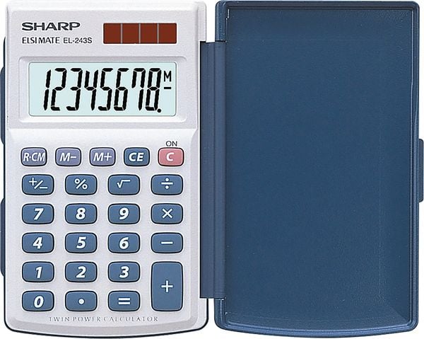 Taschenrechner EL-243S grau, harte Schutzhülle klappbar