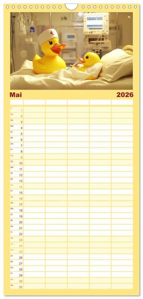 Produktbild: Familienplaner 2026 - Badeenten Kalender - Quietscheenten in der Berufswelt mit 5 Spalten (Wandkalender, 21 x 45 cm) CALVENDO