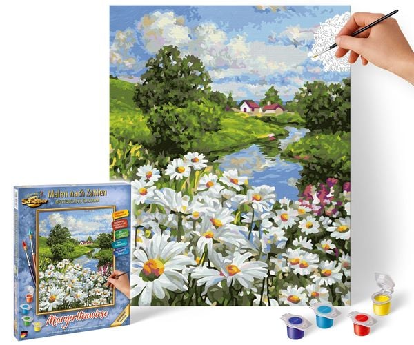 Schipper 609240899 - Malen nach Zahlen, Meisterklasse Klassiker, Margeritenwiese, 24x30cm