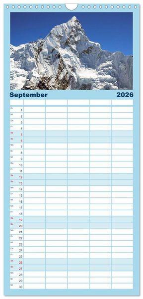Produktbild: Familienplaner 2026 - Himalaya - Tr&auml;ume mit 5 Spalten (Wandkalender, 21 x 45 cm) CALVENDO