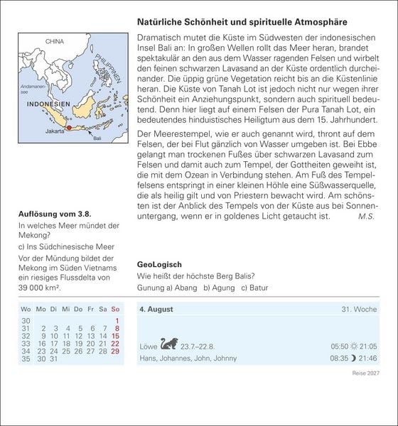 Produktbild: Reise Tagesabrei&szlig;kalender 2027 - Kulturkalender - St&auml;dte, Menschen, Landschaften