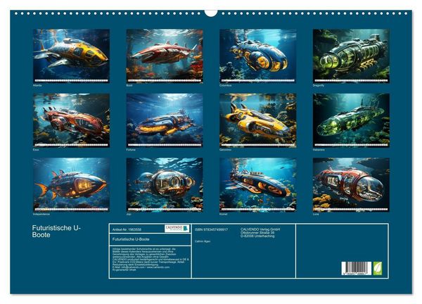 Produktbild: Futuristische U-Boote (Wandkalender 2026 DIN A2 quer), CALVENDO Monatskalender