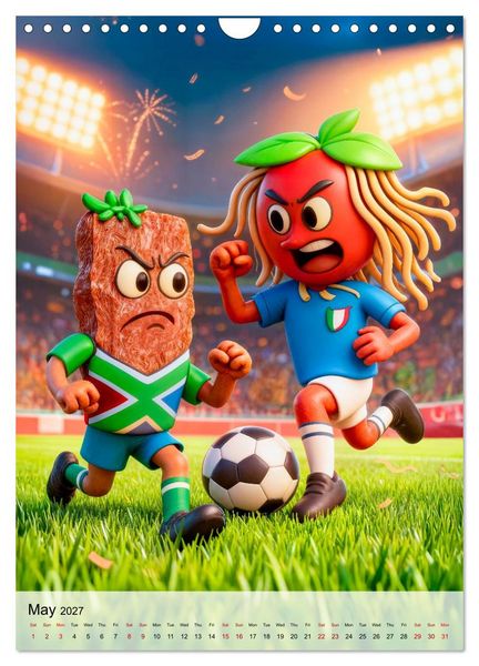 Produktbild: Funny Food Football - Creative Sports Characters (Wall Calendar 2027 DIN A4 portrait), CALVENDO 12 Month Wall Calendar