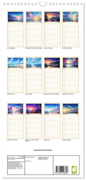 Produktbild: Familienplaner 2026 - Inspirierende Str&auml;nde mit 5 Spalten (Wandkalender, 21 x 45 cm) CALVENDO