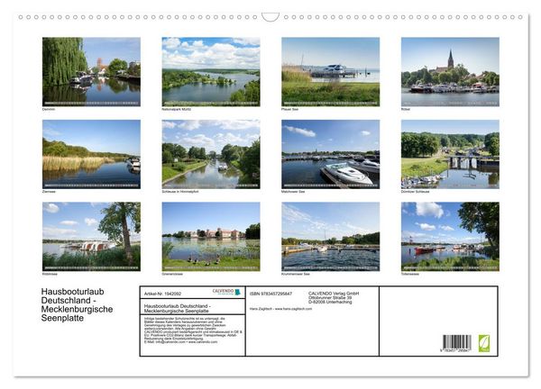 Produktbild: Hausbooturlaub Deutschland - Mecklenburgische Seenplatte (Wandkalender 2026 DIN A2 quer), CALVENDO Monatskalender