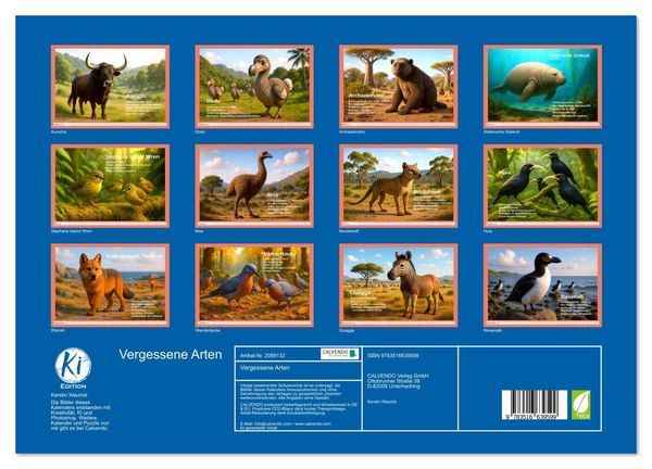 Produktbild: Vergessene Arten (Wandkalender 2026 DIN A3 quer), CALVENDO Monatskalender